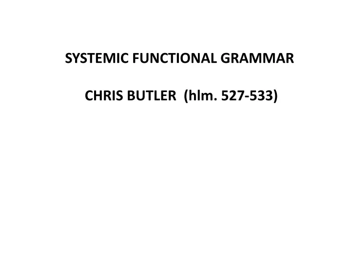 systemic functional grammar chris butler
