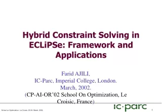 Hybrid Constraint Solving in ECLiPSe: Framework and Applications
