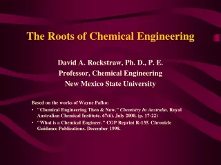 The Roots of Chemical Engineering