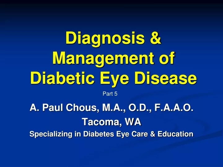 diagnosis management of diabetic eye disease