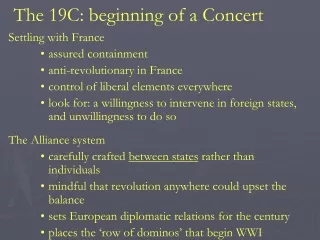 The 19C: beginning of a Concert