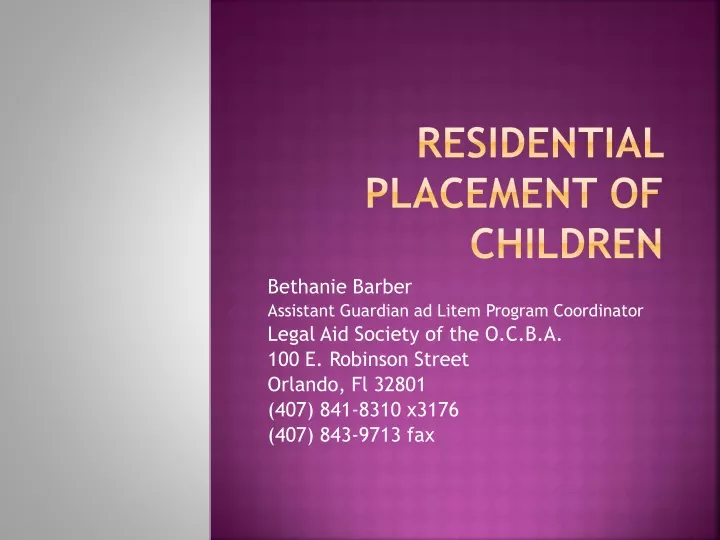 residential placement of children