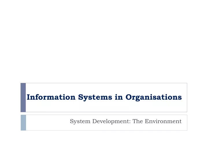 information systems in organisations