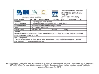 International Environmental Agreements signed by the Czech Republic