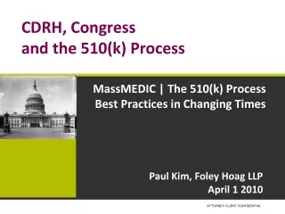 CDRH, Congress  and the 510(k) Process