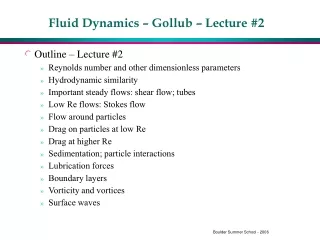 Fluid Dynamics – Gollub – Lecture #2