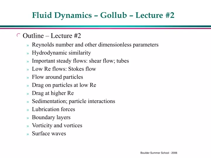 fluid dynamics gollub lecture 2