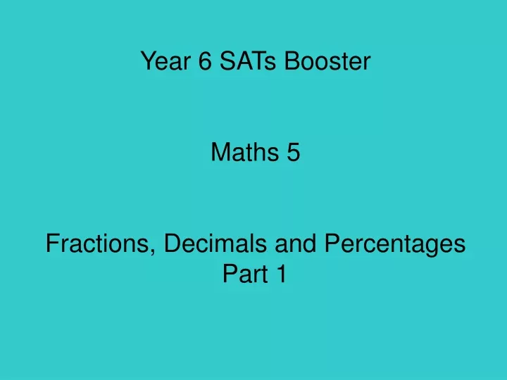year 6 sats booster maths 5 fractions decimals