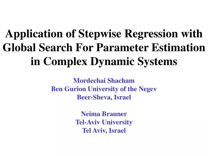 application of stepwise regression with global