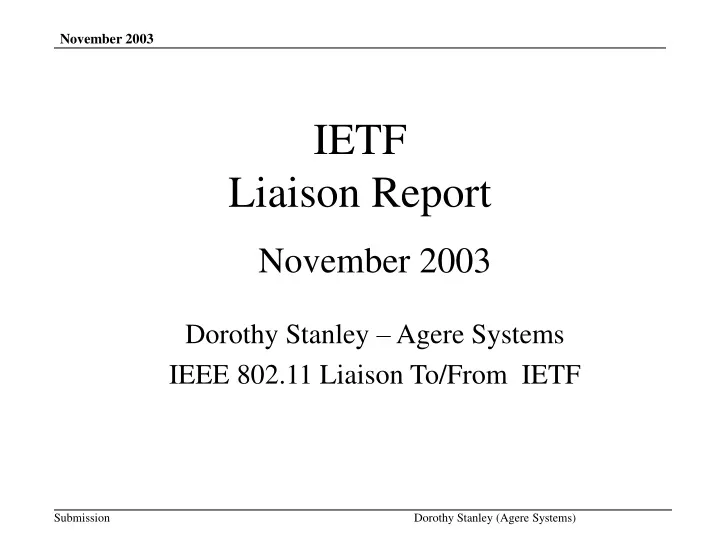 ietf liaison report