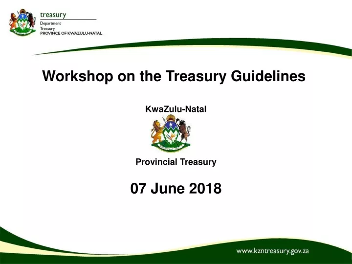 workshop on the treasury guidelines