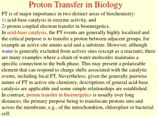 Proton Transfer in Biology