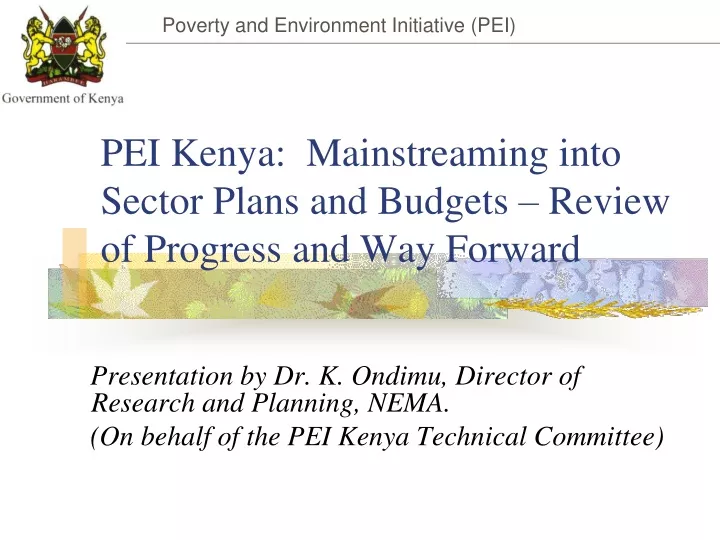 pei kenya mainstreaming into sector plans and budgets review of progress and way forward