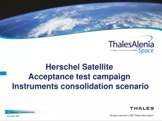 Herschel Satellite  Acceptance test campaign  Instruments consolidation scenario