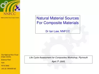 Natural Material Sources For Composite Materials Dr Ian Law, NNFCC