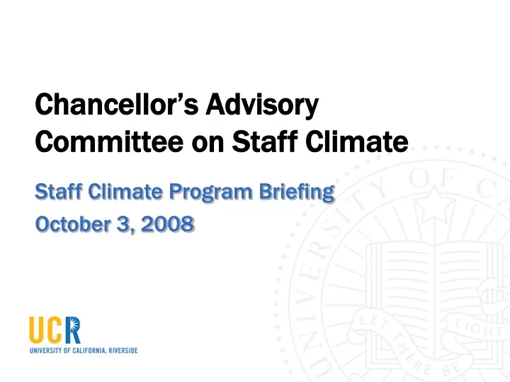 chancellor s advisory committee on staff climate