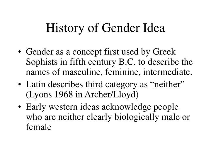 history of gender idea