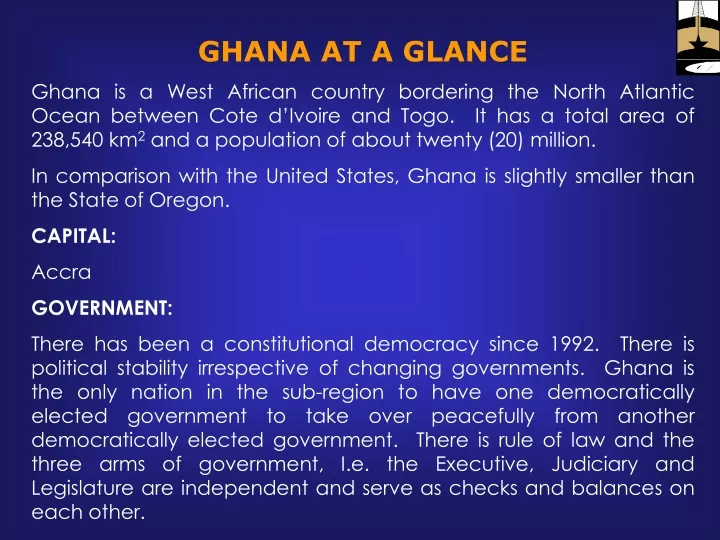 ghana at a glance ghana is a west african country
