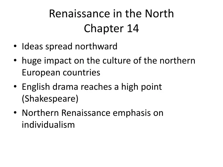 renaissance in the north chapter 14