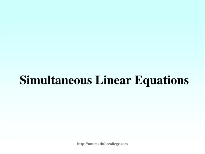 simultaneous linear equations