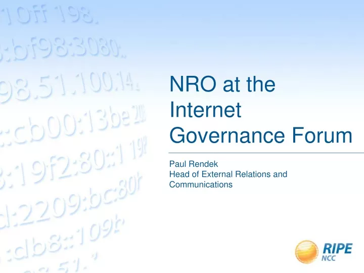 nro at the internet governance forum
