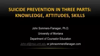 suicide Prevention in three Parts:  Knowledge,  Attitudes, Skills