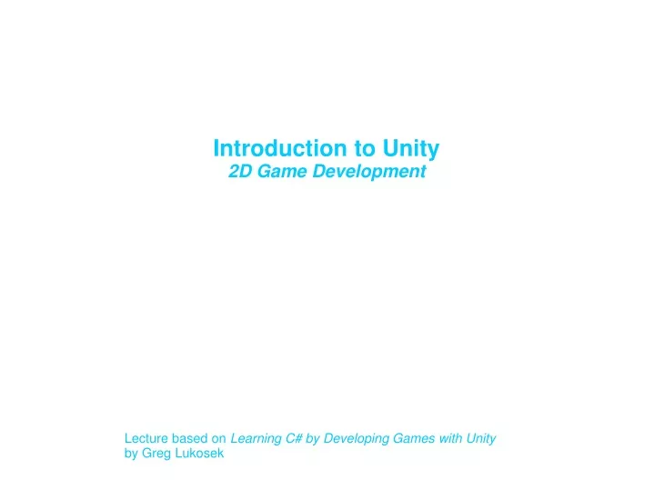 introduction to unity 2d game development