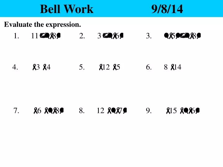bell work 9 8 14