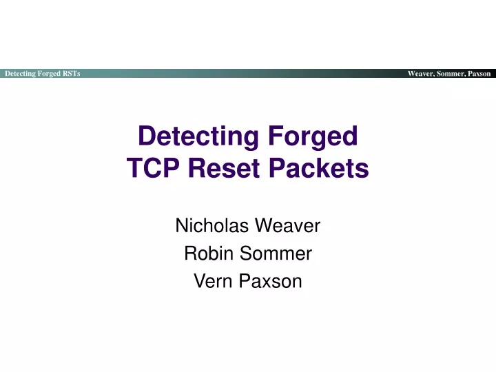 detecting forged tcp reset packets