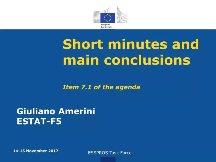 short minutes and main conclusions item 7 1 of the agenda