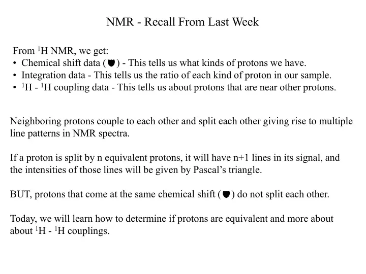 nmr recall from last week
