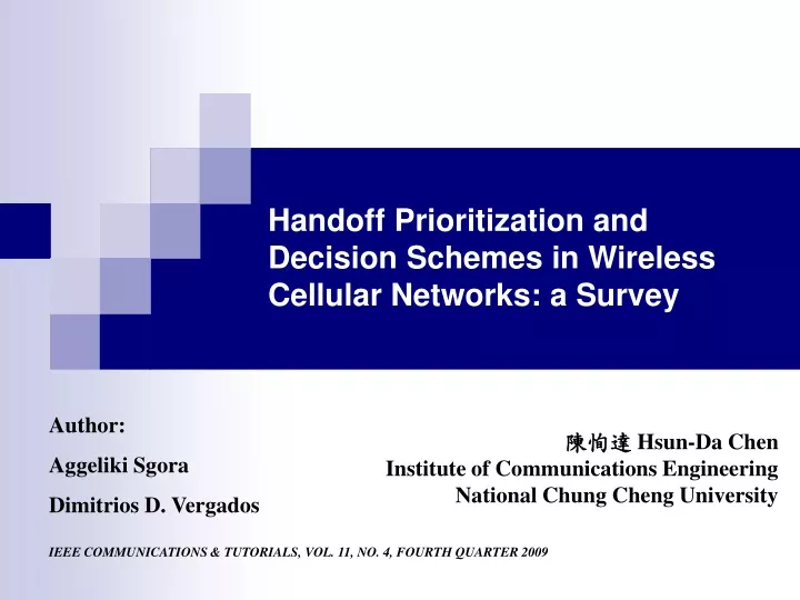 handoff prioritization and decision schemes in wireless cellular networks a survey