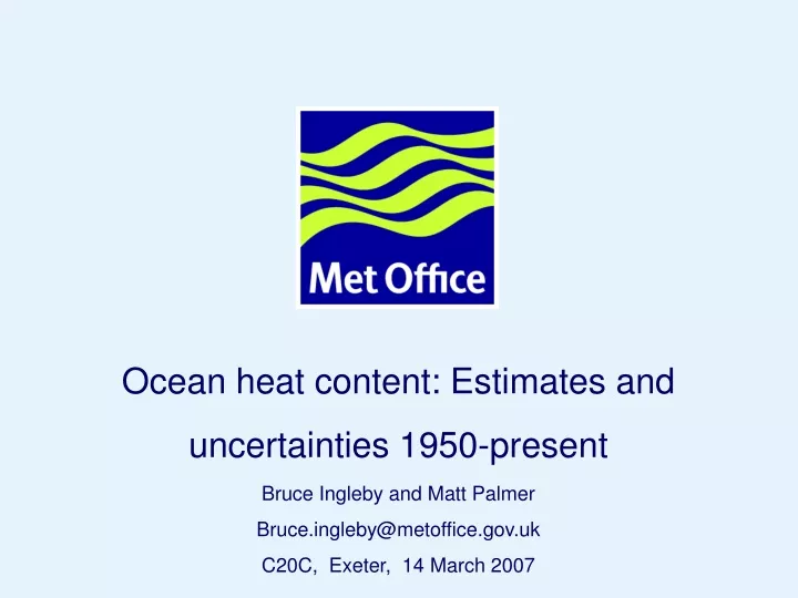 ocean heat content estimates and uncertainties