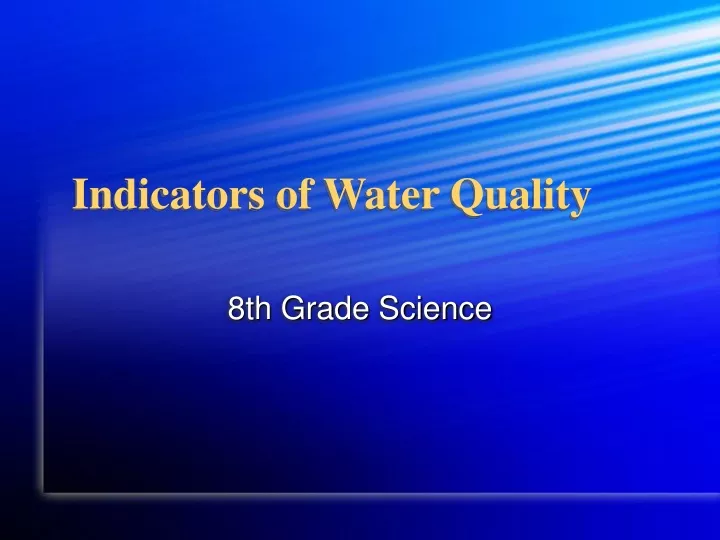 indicators of water quality