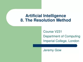 Artificial Intelligence  8. The Resolution Method