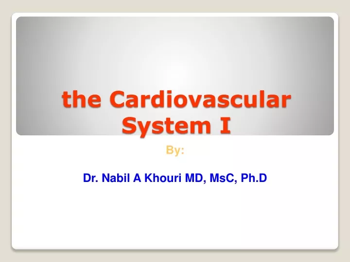 the cardiovascular system i