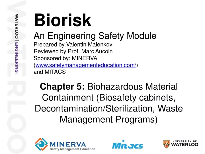biorisk an engineering safety module prepared