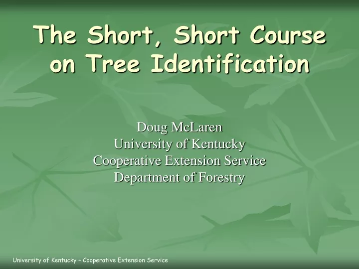 the short short course on tree identification