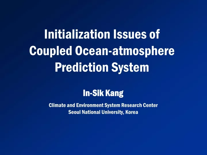 initialization issues of coupled ocean atmosphere