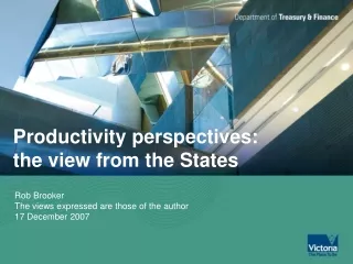 Productivity perspectives: the view from the States