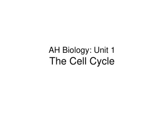 AH Biology: Unit 1  The Cell Cycle
