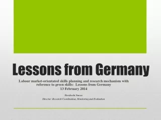 Lessons from Germany