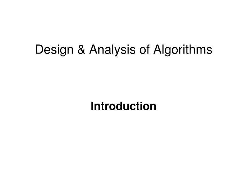 design analysis of algorithms introduction