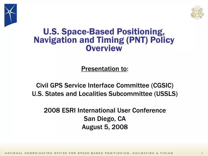 u s space based positioning navigation and timing