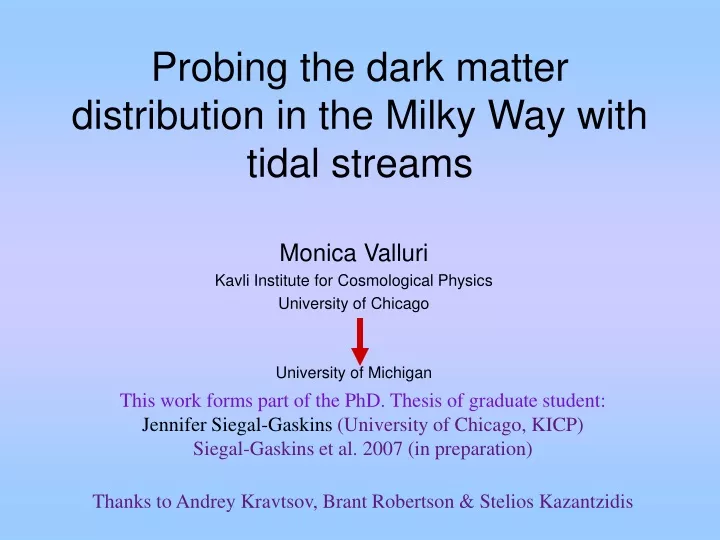 probing the dark matter distribution in the milky way with tidal streams