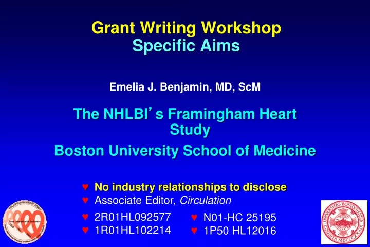 grant writing workshop specific aims
