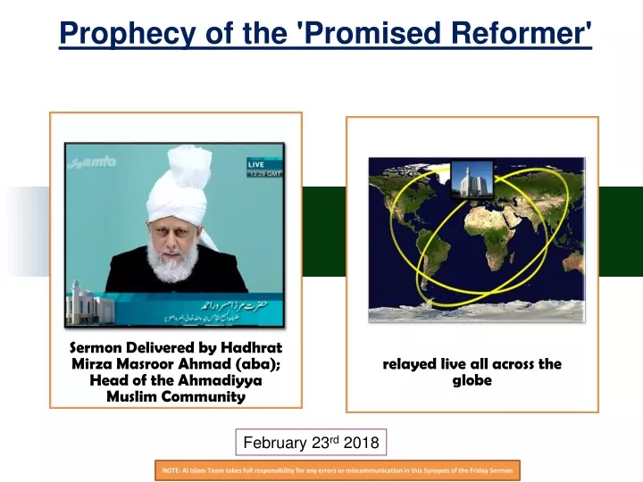 prophecy of the promised reformer