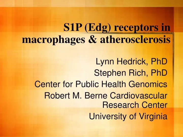 s1p edg receptors in macrophages atherosclerosis