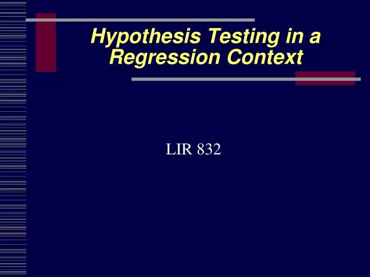 hypothesis testing in a regression context