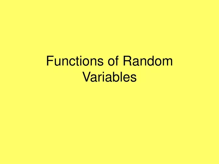 functions of random variables